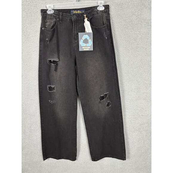 Indigo Rein Pants - Indigo Rein Recycled Denim Skater Jeans High Rise Flare Leg 13 Distressed NWT's